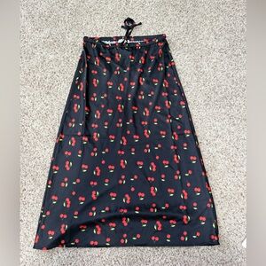 Rachel Zoe Black Skirt with Red Cherry Print